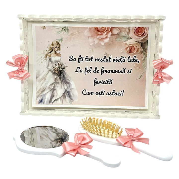 Set tava pentru gatitul miresei, personalizat mire si mireasa, format din 3 piese