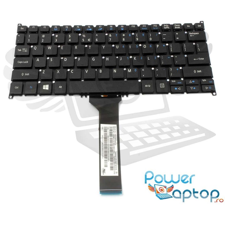 Tastatura Acer Aspire E3 111 iluminata layout US fara rama enter mic, Aspire E3 112 iluminata layout US fara rama enter mic