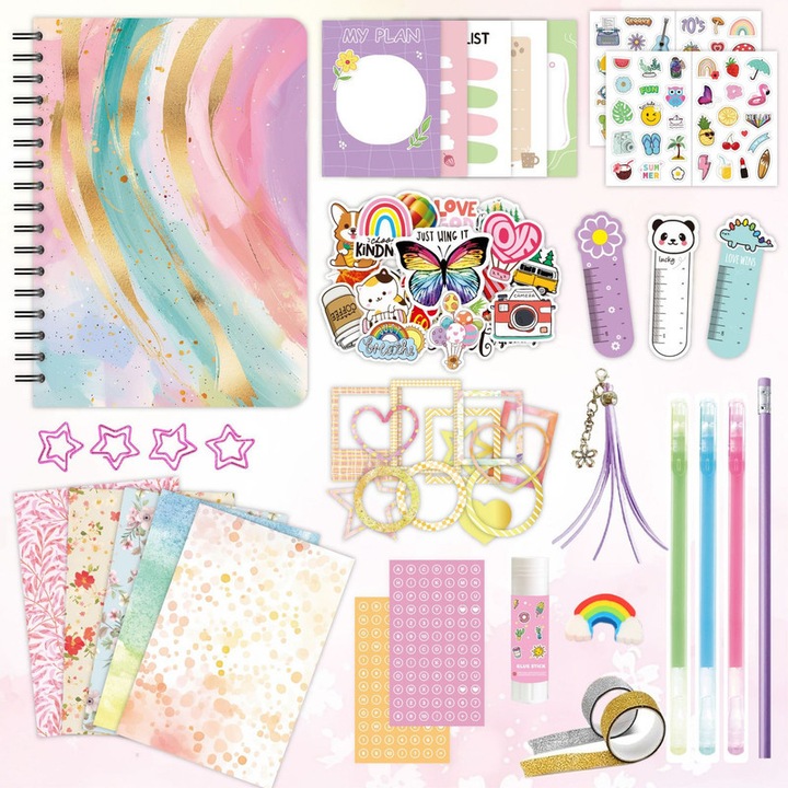 Set agenda DIY START MAKERS, 240x180mm, pentru fete si baieti, materiale de scrapbooking si jurnalizare