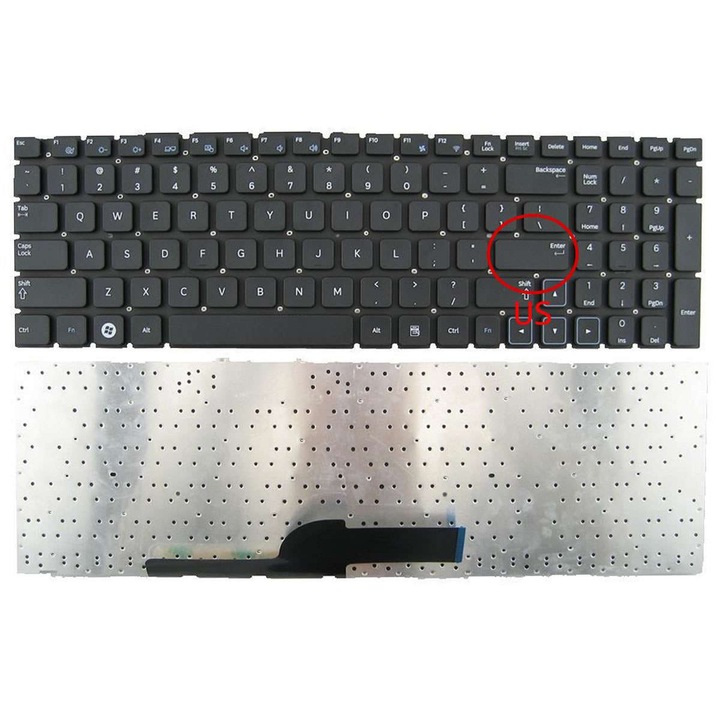 Tastatura Samsung NP300E5A layout US fara rama enter mic, NP300E5C ...