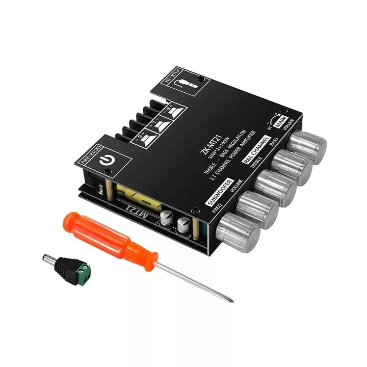 Modul amplificator audio Bluetooth 2.1, 50W x2 + 100W, AUX & BT, HIFI, dimensiuni 9.5x8.9x2.2cm, negru