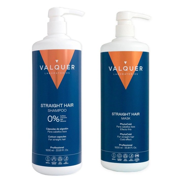 Pachet pentru par drept - sampon glacial si masca de par - 1000 ml + 1000 ml