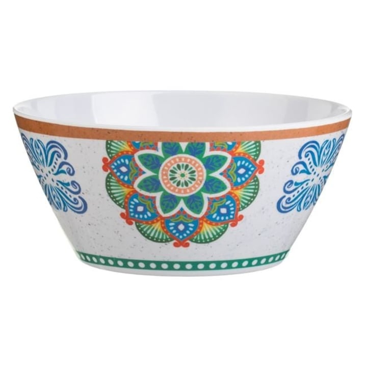 Bol din Melamina cu Model Colorat Aztec, capacitate 0.72L – Design Etno Vibrant, Rezistent si Usor, Ideal pentru Servirea Mesei - ANTBRO®