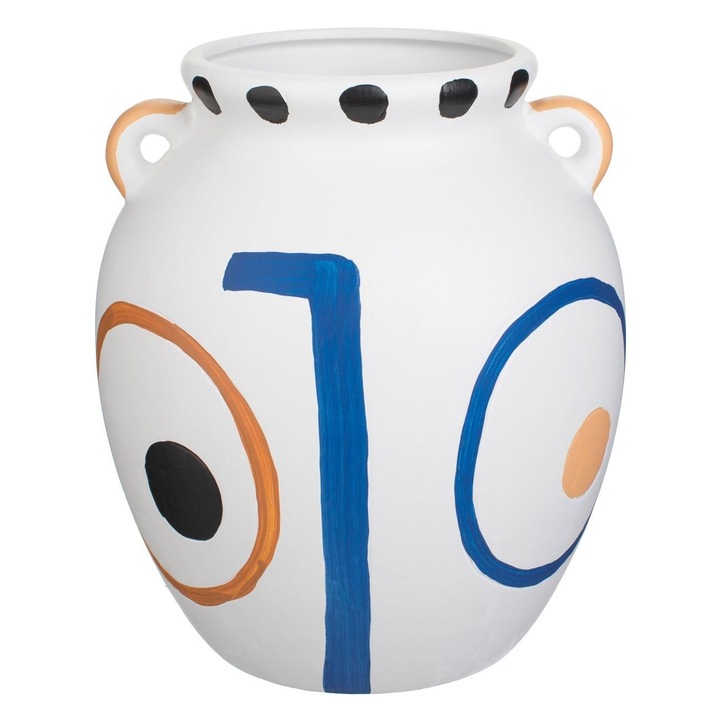 Vaza Decorativa Dolomita Alba Ø19x22cm Forma Rotunda Manere Modele Colorate Abstract