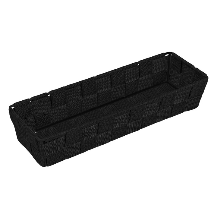 Cos de depozitare negru de tip ratan cu cadru metalic 26x10x6cm