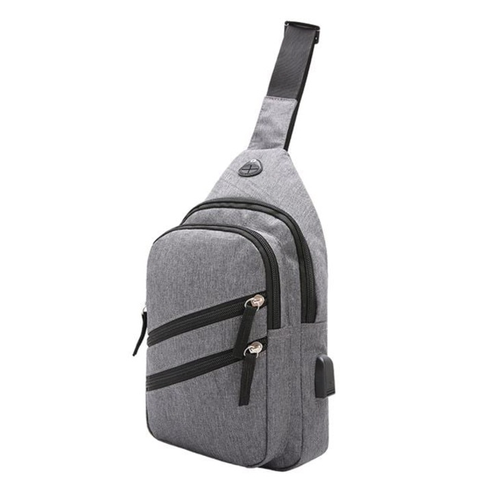 Мъжка раница сива с USB 18x8x32см