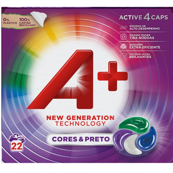 Detergent de rufe capsule A+ Color, 22 buc