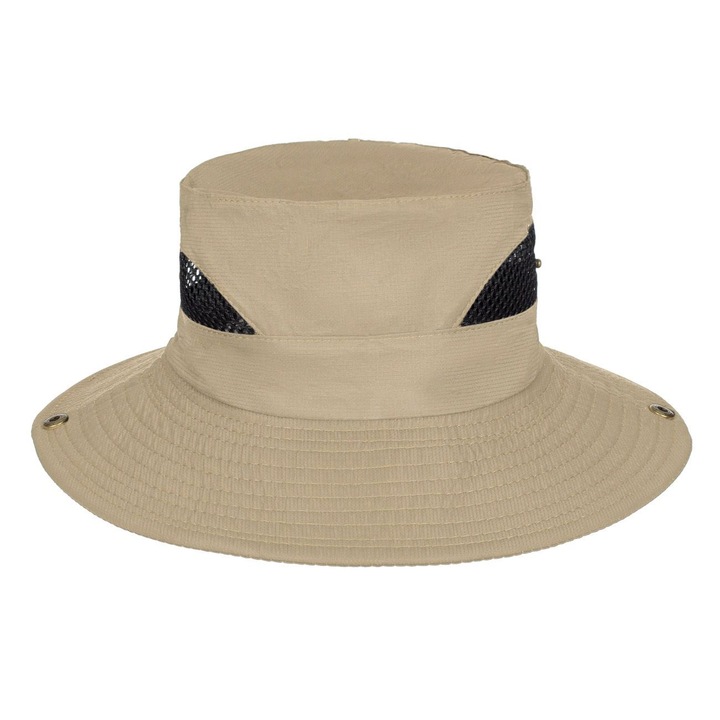 Palarie de tip ”bucket” bej cu plasa & nasturi pentru barbati