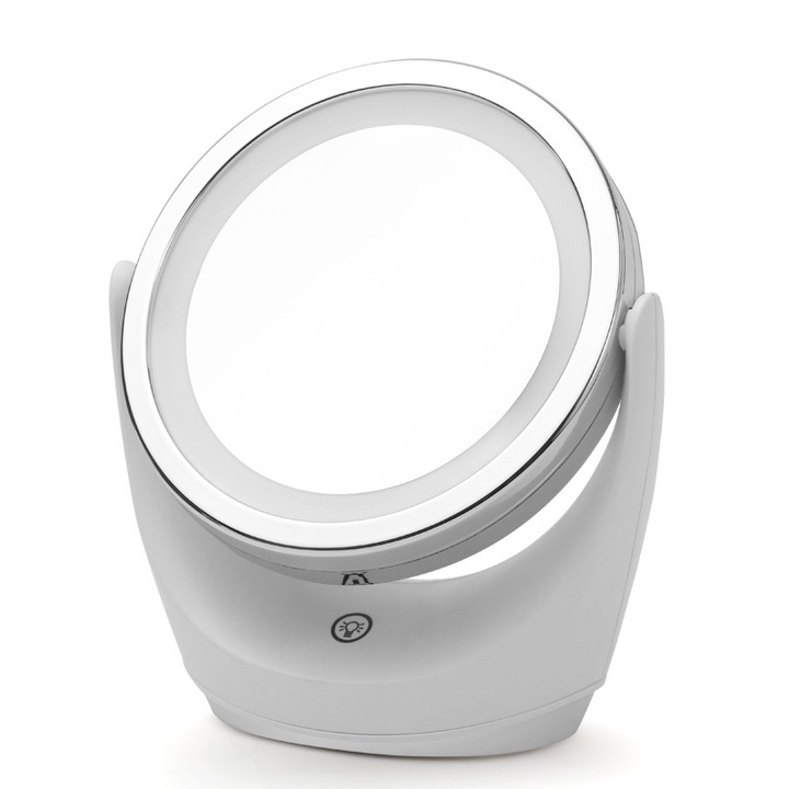 Oglinda de machiaj cu lumina LED, Oglinzi cosmetice, marire de 5x, baterie incorporata, incarcare USB, alb