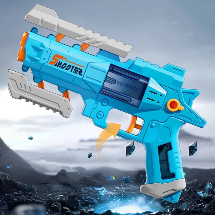Pistol Manual cu Apa, Jucarie Pistol cu Apa Sigur Pentru Copii, Design Nou S-Shooter Atractiv, 23 x 14.5 cm, Albastru