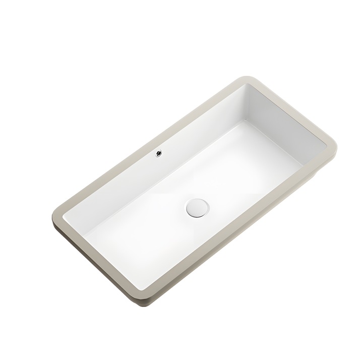 Lavoar incastrat sub blat, Livia, ceramica sanitara, alb lucios, 80x40x19.5 cm