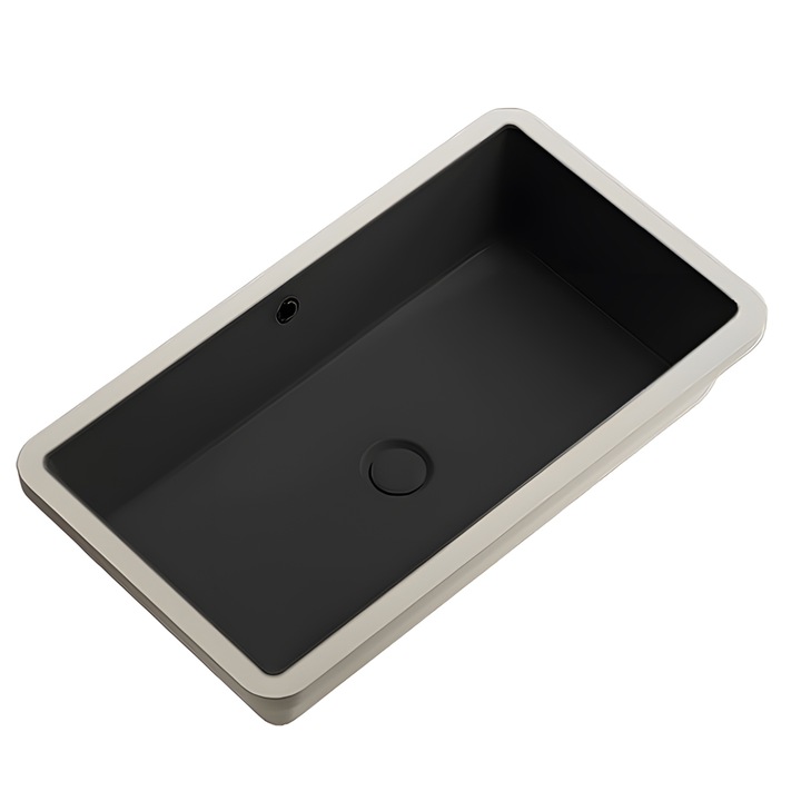 Lavoar, Negru Mat, Power Color, montaj incastrat sub blat, 80x40 cm, ceramica sanitara, Livia