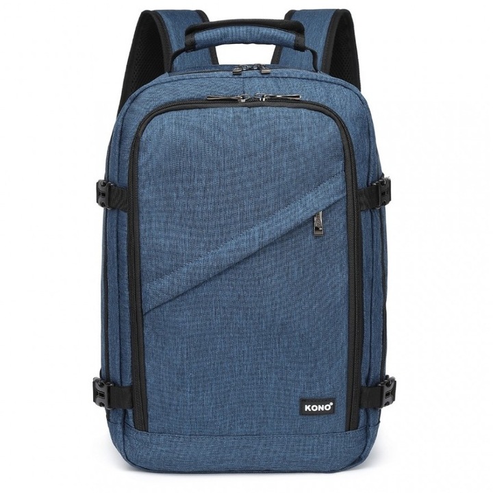 Rucsac de calatorie Kono Expander, 20L, 40x25x20cm, albastru, compartiment pentru laptop 15,6 inch