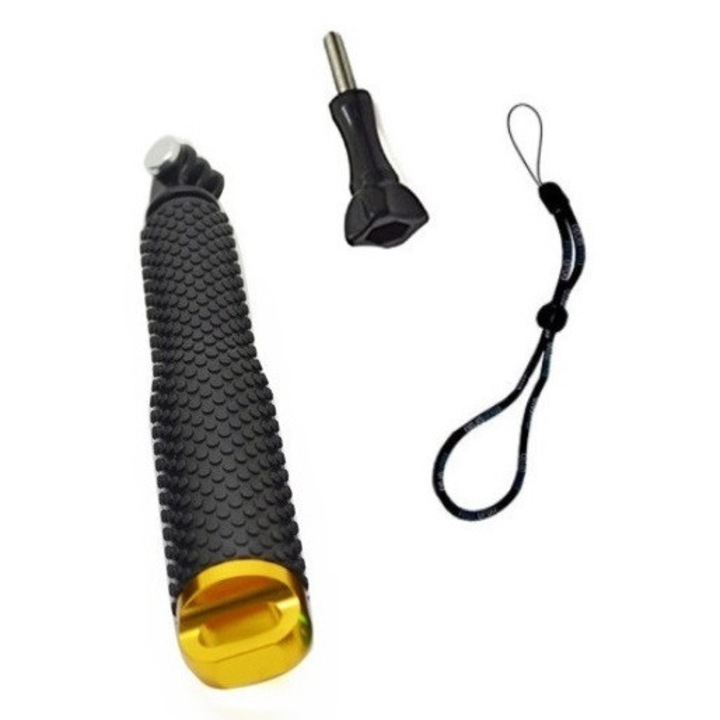 Селфи Стик 28 - 92 см, Черен с Оранжев, с Държач за Спортна Видео Камера GoPro Hero 1 2 3 + 4 5 6 7 8 9 10 11 12 13 Session Mini Max Fusion, insta360 One X Go, SJcam, DJI Action, Универсален, Телефон