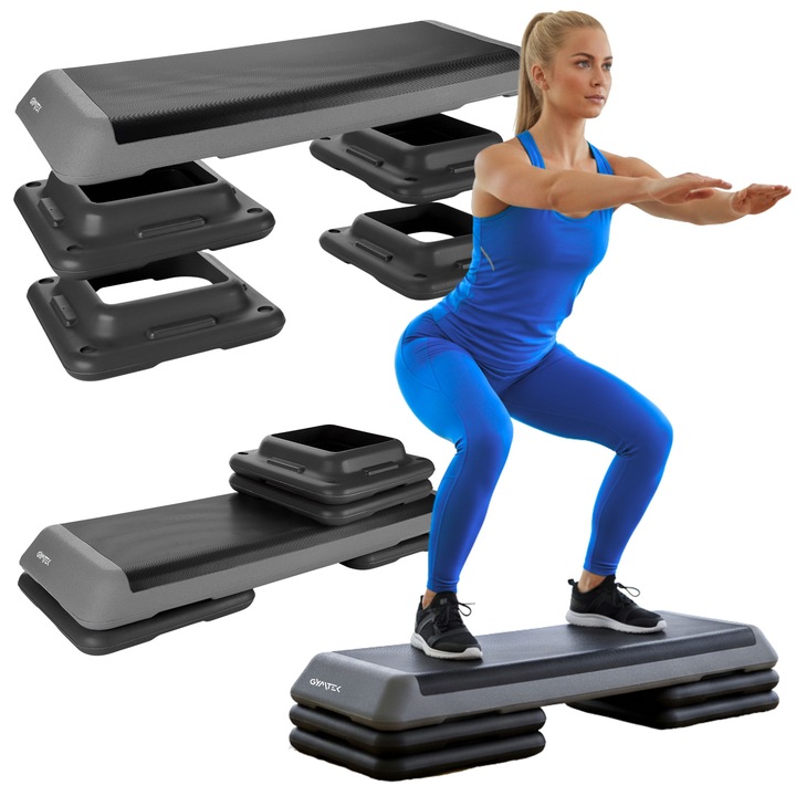 Step aerobic 3 trepte Gymtek, 109x41cm, 10/15/20cm, 7,5kg, maxim 300kg