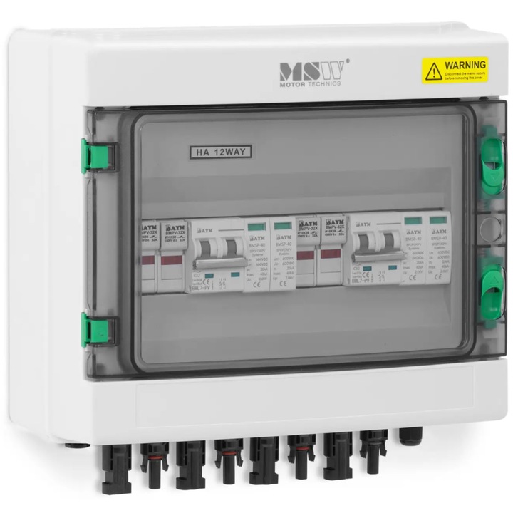 Cutie de jonctiune fotovoltaica MSW tip 2, 2 intrari, 2 iesiri, alb, 30x29,5x14cm