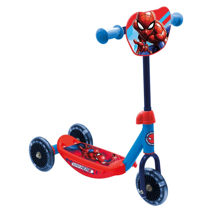 Szuperhős roller, Pókember modell, 120 mm, maximális súly 20 kg, kék/piros