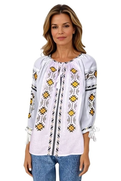 Bluza dama tip ie R256, Alb/Portocaliu