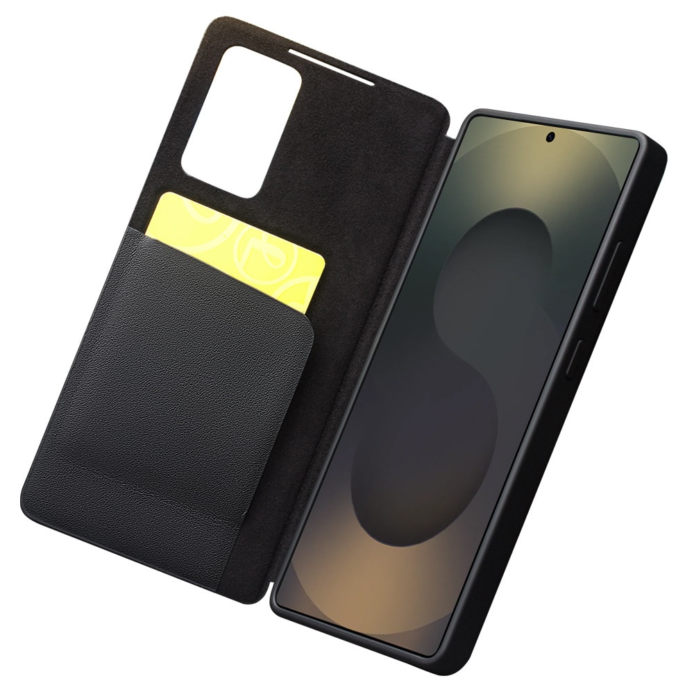 Husa pentru Samsung Galaxy S25 Ultra, slim din piele naturala, smart cover view case, ultra usoara, Qialino Genuine Leather Smart Case, Negru