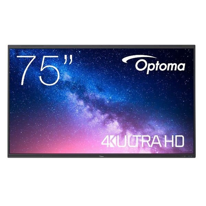 Optoma 75"-os interaktív érintőképernyő, 4K Ultra HD, 190,5 cm, 16:9, beépített hangszórókkal
