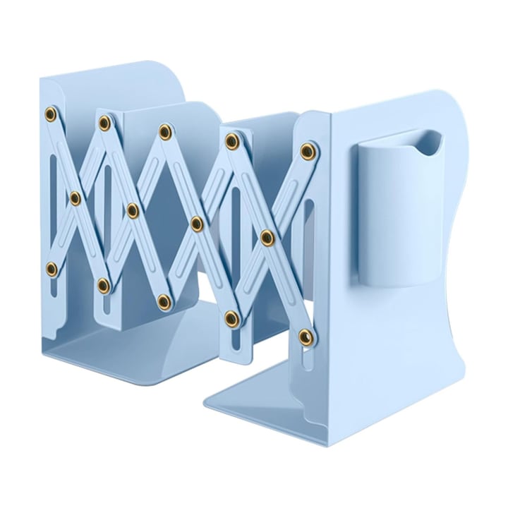 Suport ajustabil pentru carti, Axroad Mall, Suport de carte, Suport pentru Carti Extensibil, Vertical, Portabil, Reviste, Din metal, Cu design antiderapant, Design Modern pentru Birou, Biblioteca si scoala, 10-48cm, Albastru