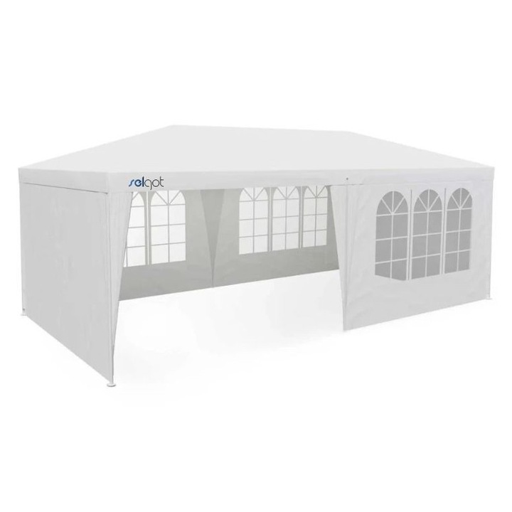 Pavilion de Grădină Selgot, 6 pereți laterali, alb, dimensiune 3x6m, set complet