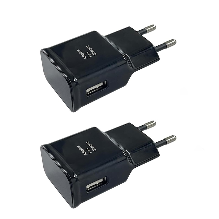 2 db 15 W-os USB port, gyorstöltő, kompatibilis a Samsung Galaxy A15 / A55 / A25 / A35 / S21 / S20 / S10 / S6 / S7 / S8 / S9 / A34 / A05S / A54 / S23 / S22 / S21 / S10 / A52 és más fekete okostelefonokkal