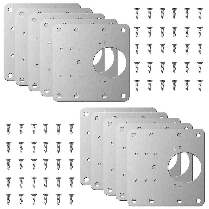Set 10 placi reparatie balamale, inox, cu suruburi