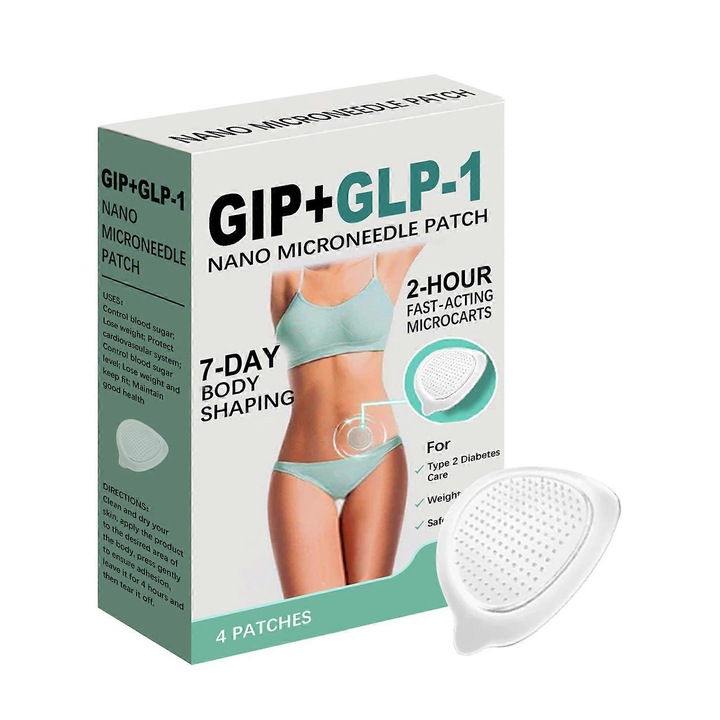 Pachet de plasturi GLP-1 pentru conturarea corpului, 4 bucati, efect de masaj, pentru femei si barbati