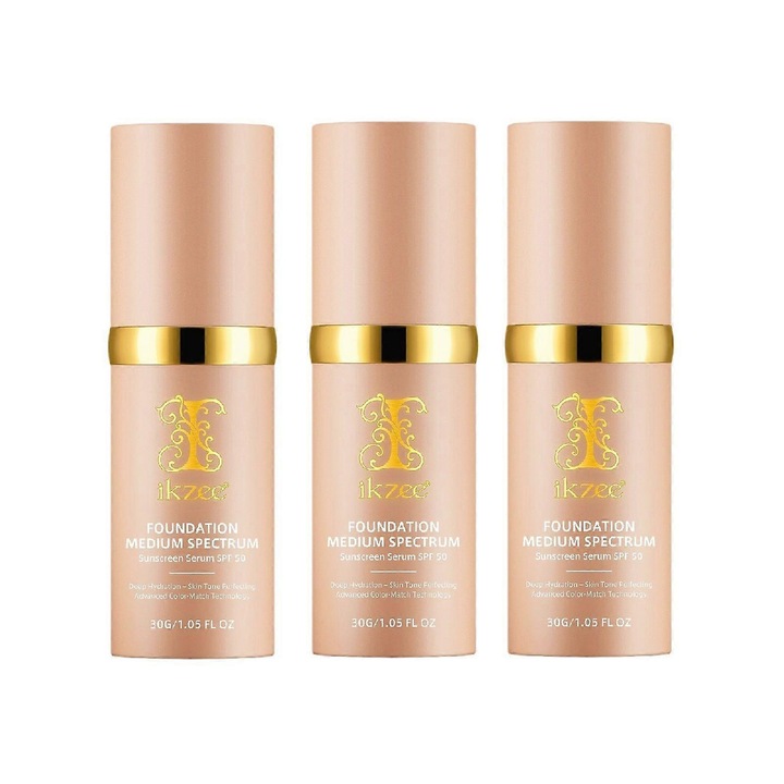 Fond de ten 4 in 1, SPF 50+, rezistent la apa, acoperire medie, set 3 bucati