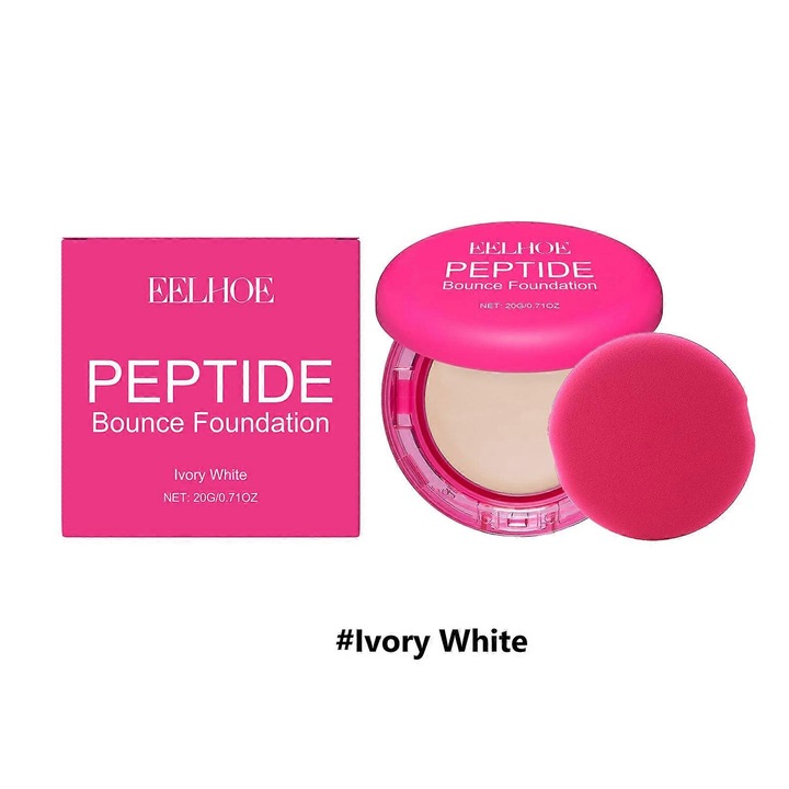 Fond de ten Bounce Balm cu peptide, Eelhoe, acoperire medie, nuanta ivory, set anticearcan si corector