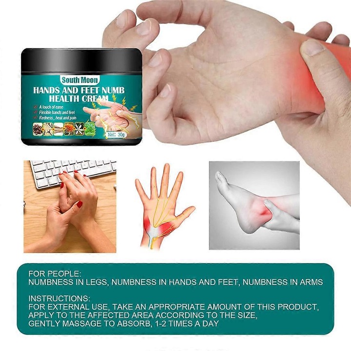 Крем за изтръпване на ръце и крака 30 г, натурален, преносим, комплект от 3 броя