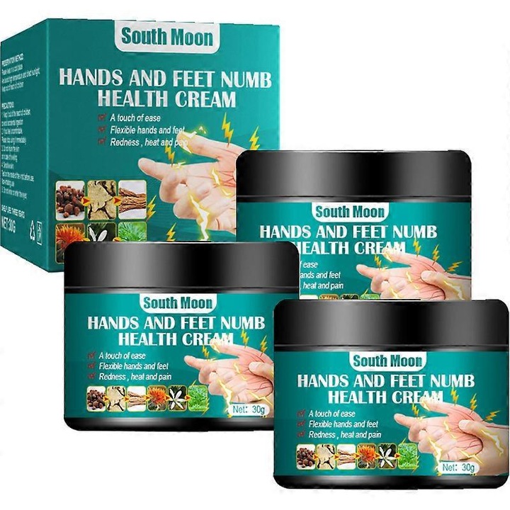 Krém zsibbadt kezekre és lábakra, 30g, természetes összetevők, 3 darabos szett