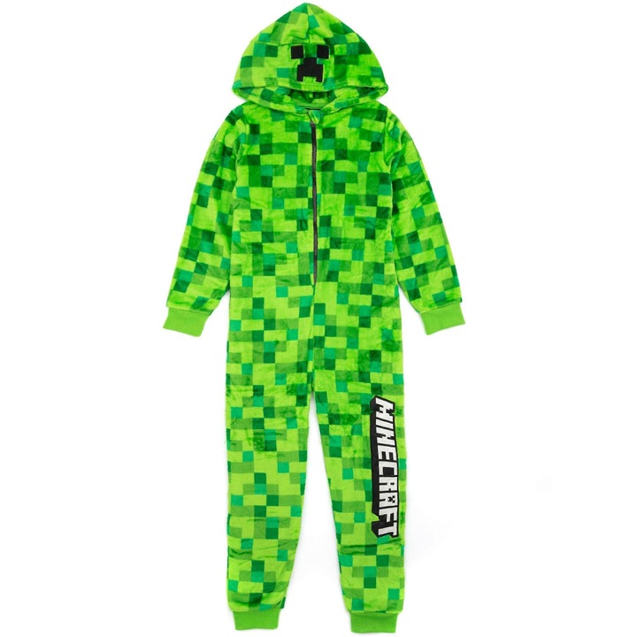 Gyerek overál, Minecraft, Creeper, pixeles minta, poliészter, zöld