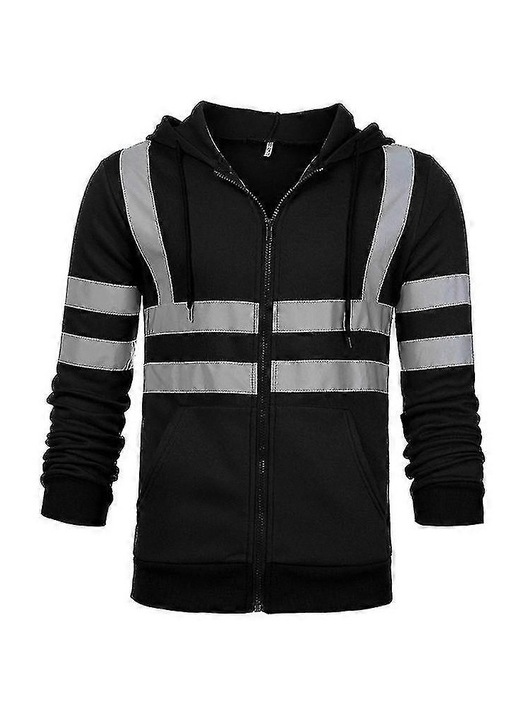 Hanorac de lucru barbati, cu gluga si fermoar, doua buzunare, negru, 2XL