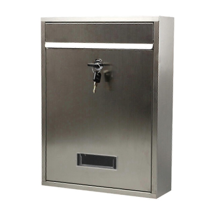 Cutie postala din otel inoxidabil, design cu incuietoare, capacitate mare, 35cmx26cmx8.5cm