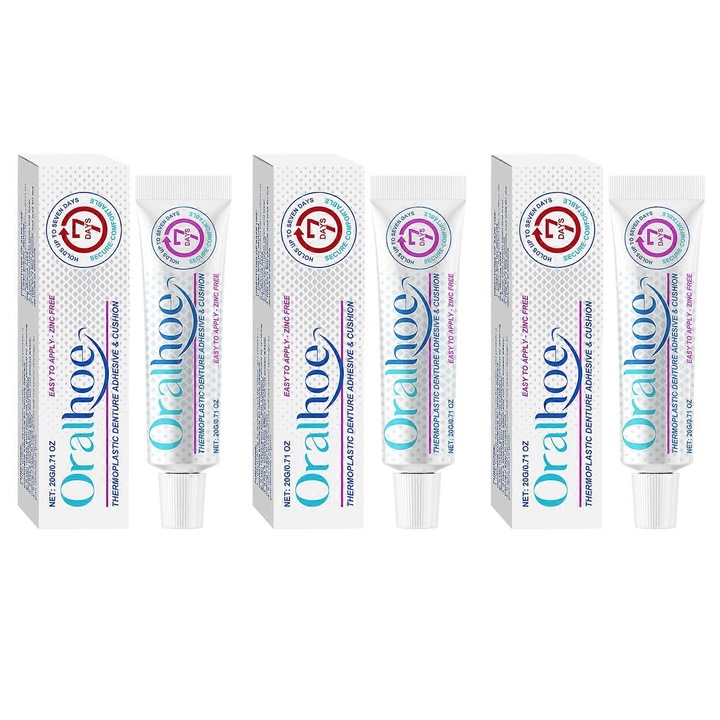 Crema adeziva termoplastica pentru proteze dentare, set 3 bucati, transparent