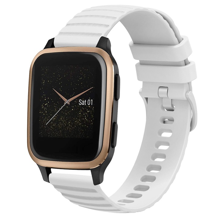 Szilikon szíj Garmin Venu SQ-hoz, 20 mm, fehér, hullámos pöttyös dizájn