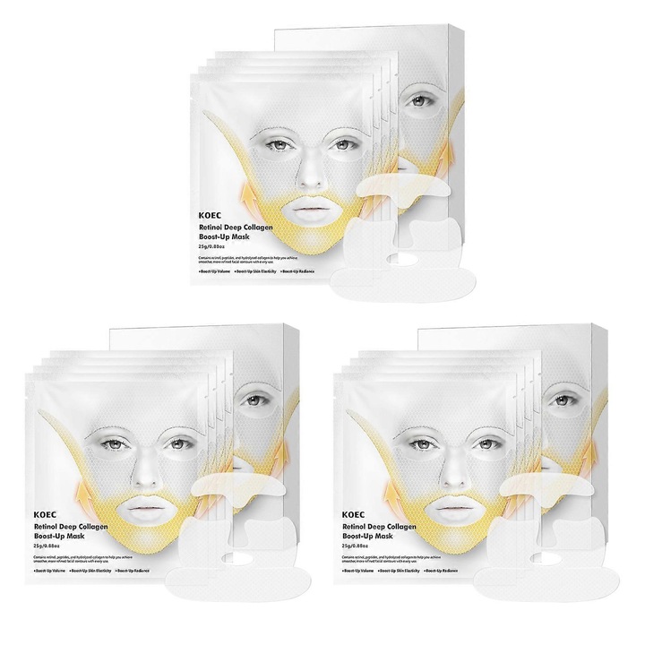 Set de 4 masti pentru fata, Deep Collagen Retinol, hidratare, fermitate, multicolor