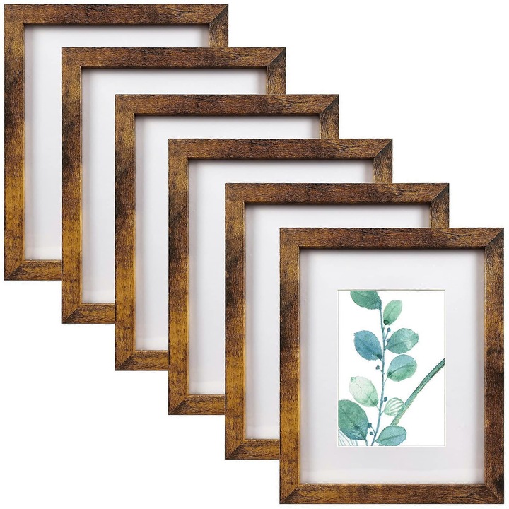 6 db 8x10 hüvelykes képkeret szett, MDF, fa felülettel, 5x7 hüvelykes fényképekhez alátéttel vagy 8x10 hüvelykeshez alátét nélkül