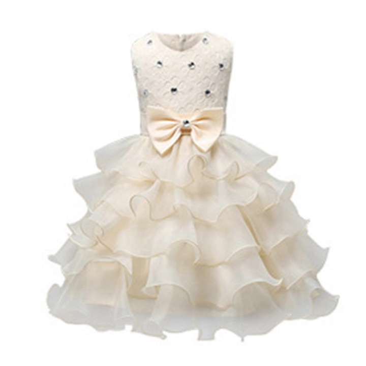 Lányka ruha, textil, fodros, krémszínű