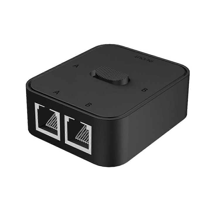 Switch manual 2 porturi, 1000Mbps, negru, 60x50x25mm