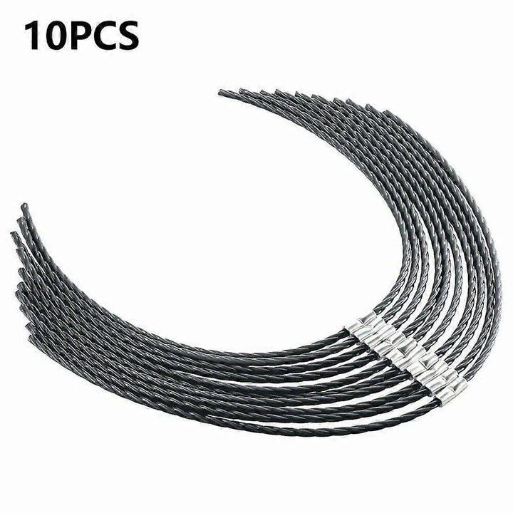 Комплект от 10 броя найлонова корда за косене за косачки, 3.5мм, 39см, черен