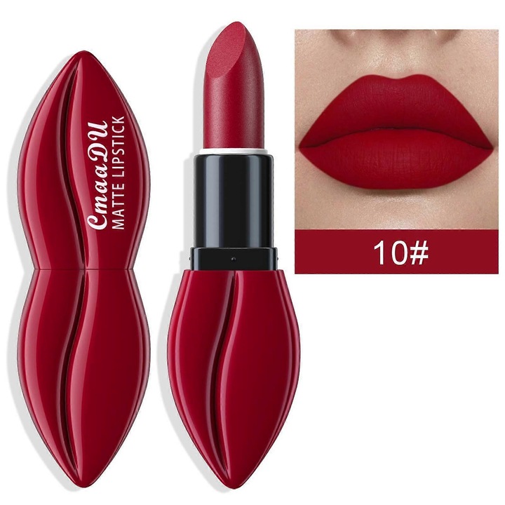 Ruj mat, Red Lip, ambalaj in forma de buze, culoare rosie