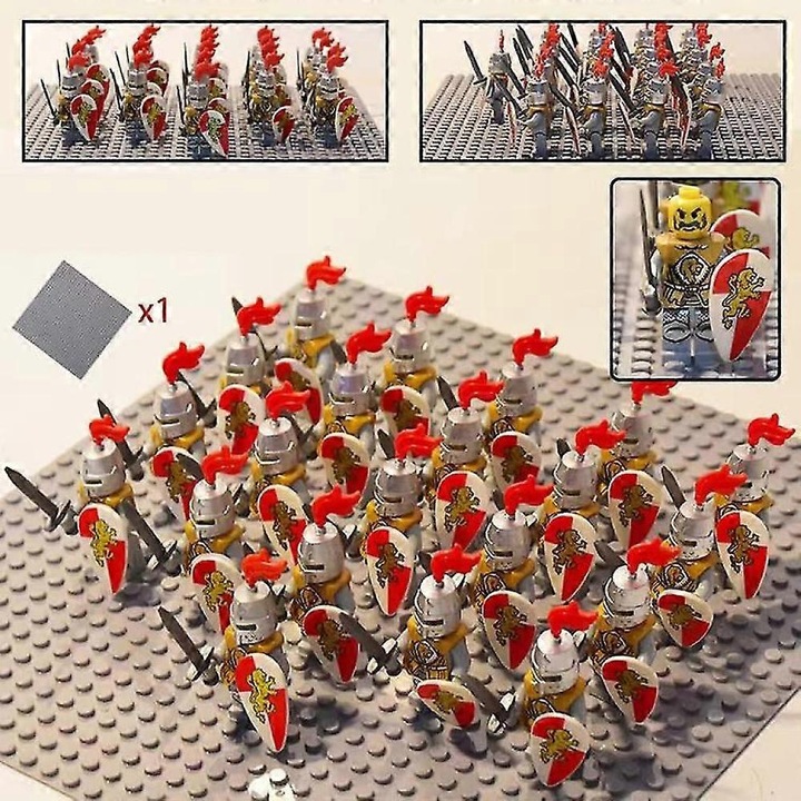 Set figurine soldati medievali, 21 piese, blocuri de constructie, 4.5cm, multicolor