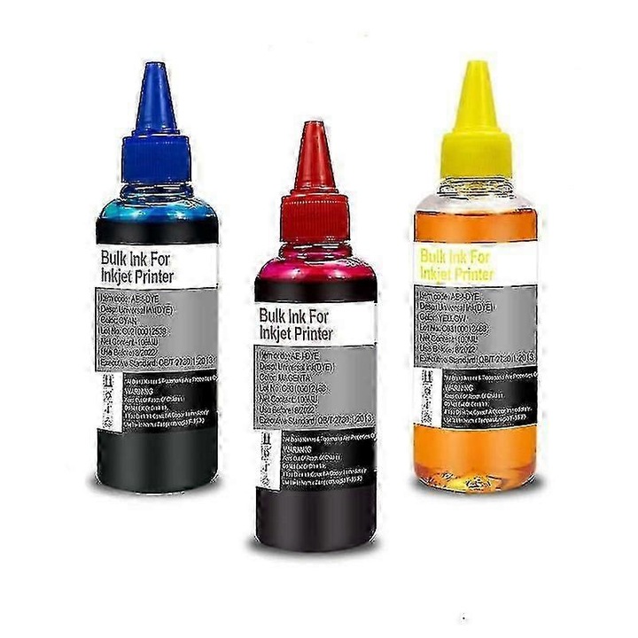 Kit de refill cerneala 100ml, QSYRAINBOW, 5 culori, compatibil cu imprimante HP, Canon, Epson, Brother