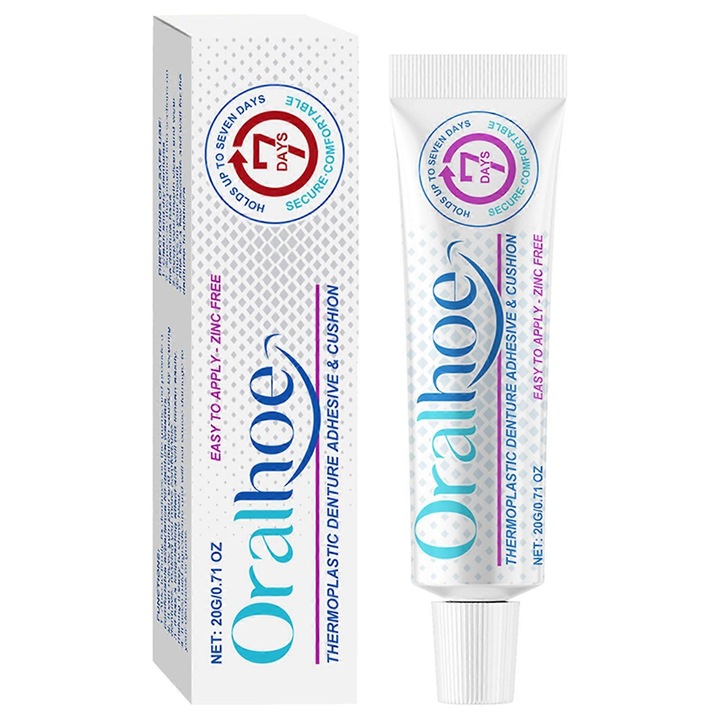 Adeziv termoplastic pentru proteze dentare, ORALHOE, 20g, rezistent la apa, fara zinc