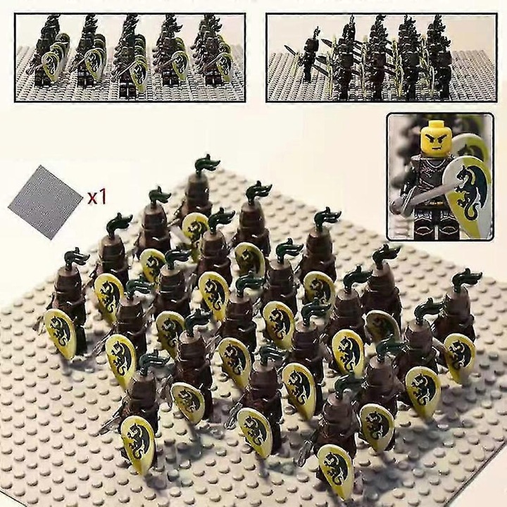 Set figurine soldati medievali, 21 piese, blocuri de constructie, 4.5cm, multicolor