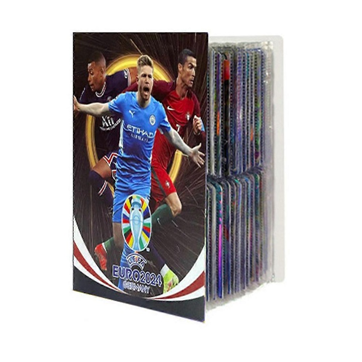 Futballkártya-gyűjtő album, 240 hellyel, 20x14,5x1,5cm, többszínű