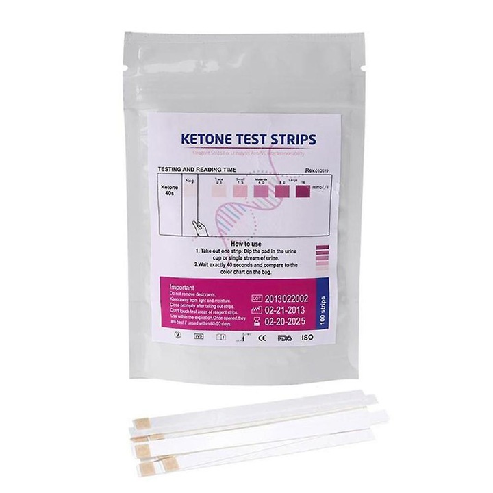 Set 100 benzi de testare a cetonelor pentru urina, cetone